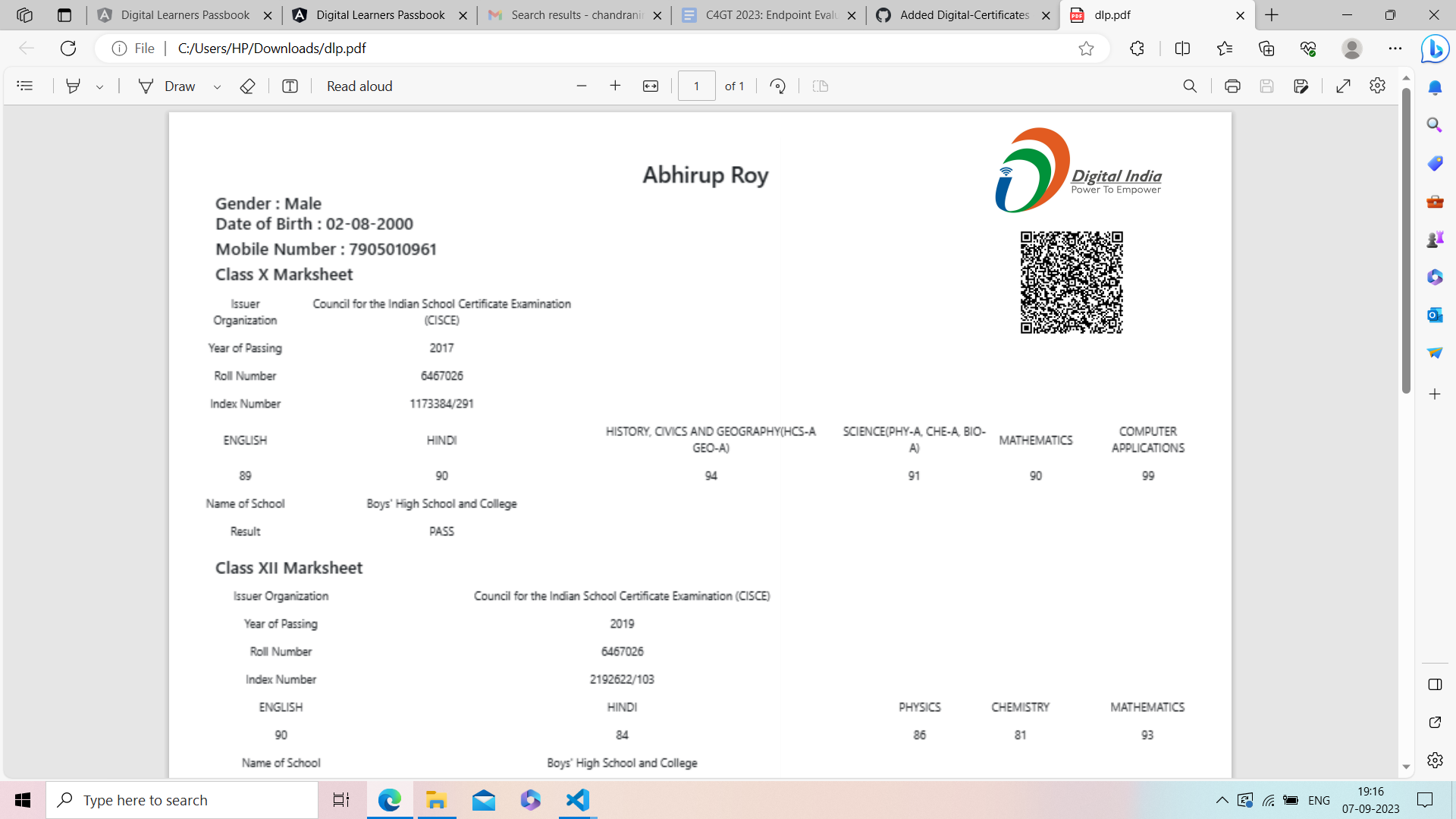 Passbook PDF Format with QR Code to verify the document